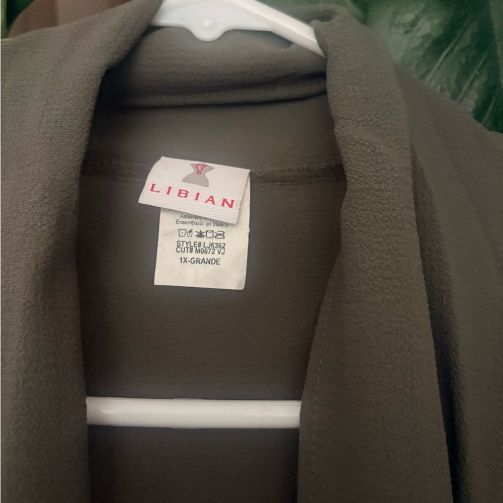 Libian Olive Green Open-Front Trench Coat